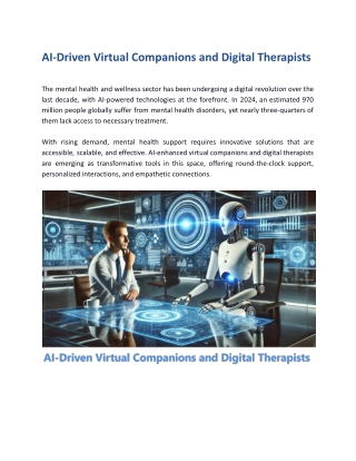 AI-Driven Virtual Companions and Digital Therapists