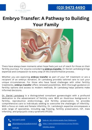 Embryo Transfer A Pathway to Building Your Family