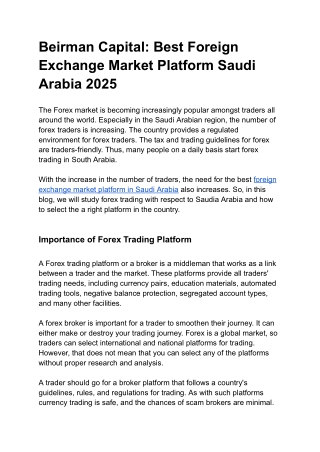 Foreign Exchange Market Platform Saudi Arabia