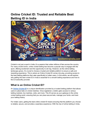 Online Cricket ID_ Trusted and Reliable Best Betting ID in India