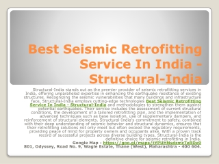Seismic Retrofitting  - Structural-India