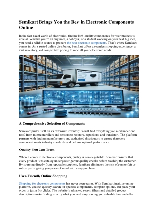 Semikart Brings You the Best in Electronic Components Online