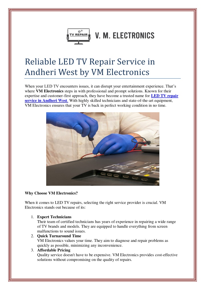 reliable led tv repair service in andheri west