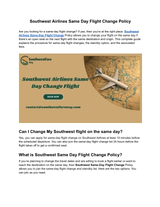 southwest airlines same day flight change policy