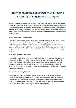 how to maximize your roi with effective property