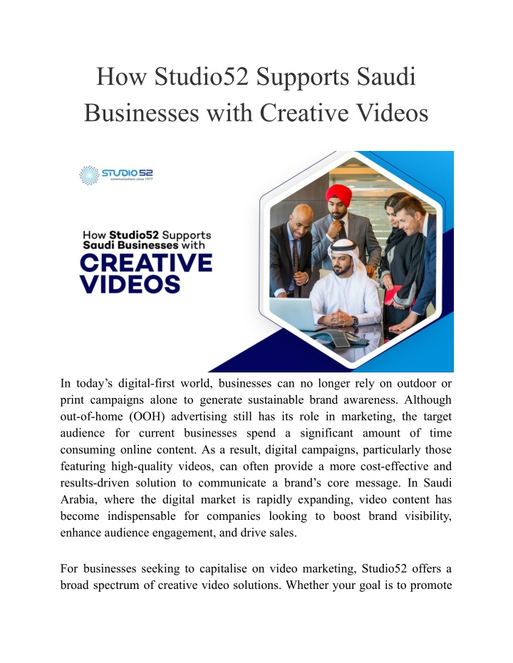 how studio52 supports saudi businesses with