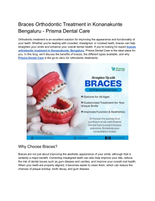 Braces Orthodontic Treatment in Konanakunte Bengaluru - Prisma Dental Care