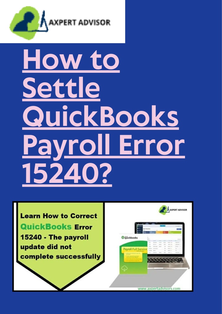 how to settle quickbooks payroll error 15240