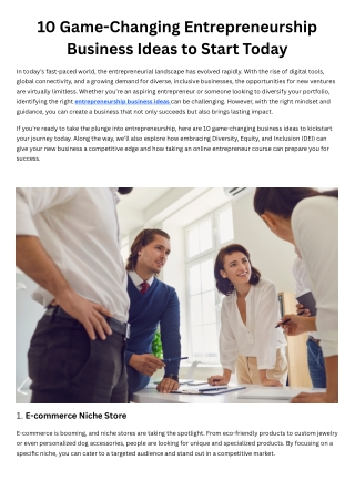 Transform Your Passion into Profit: 10 Entrepreneurship Business Ideas