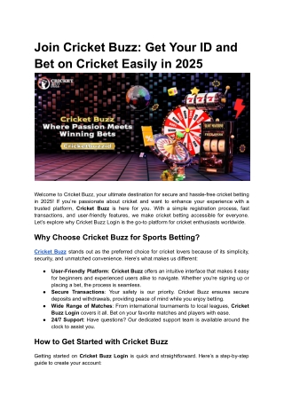 Join Cricket Buzz_ Get Your ID and Bet on Cricket Easily in 2025