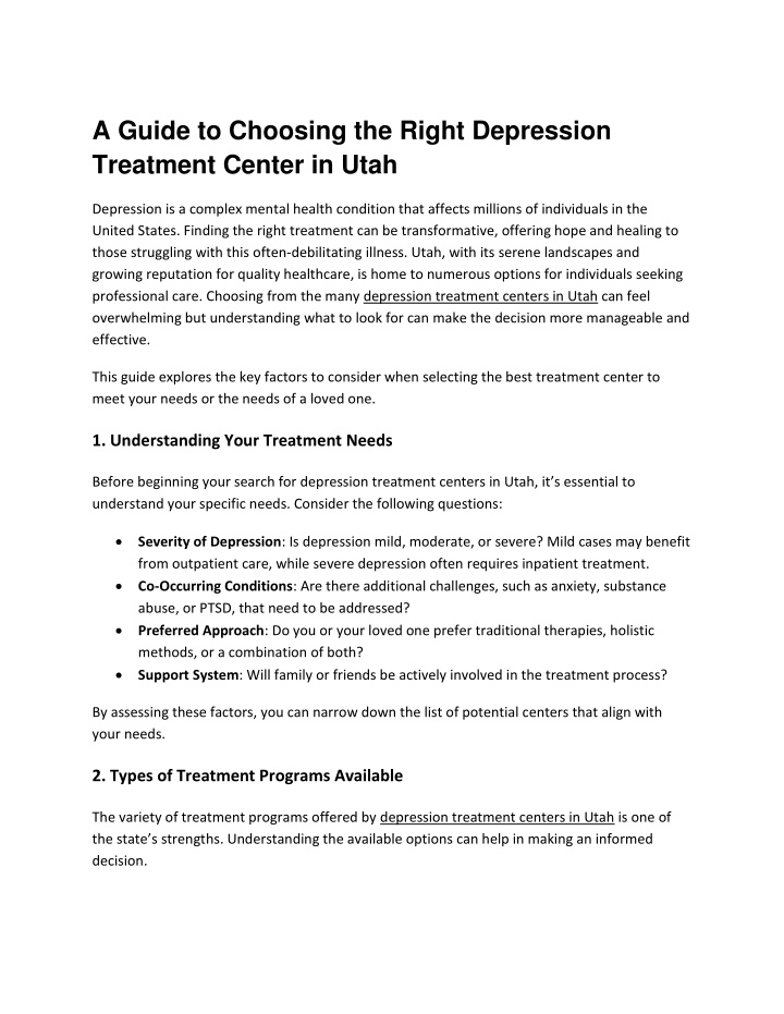 a guide to choosing the right depression