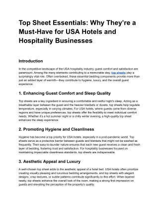 Top Sheet Essentials_ Why They’re a Must-Have for USA Hotels and Hospitality Businesses