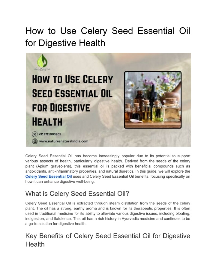 how to use celery seed essential