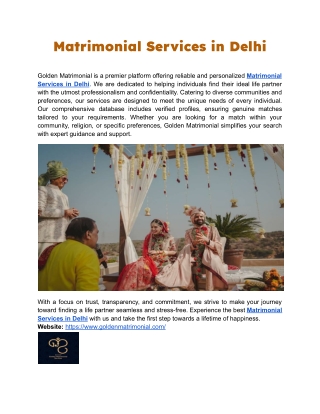 Matrimonial Services in Delhi