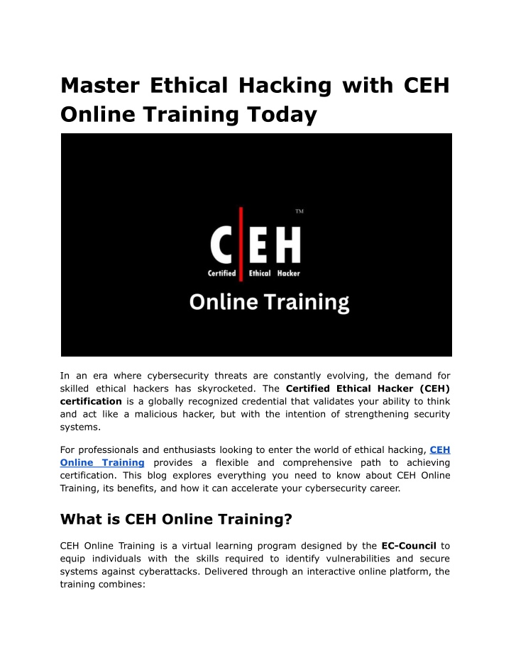 master ethical hacking with ceh online training