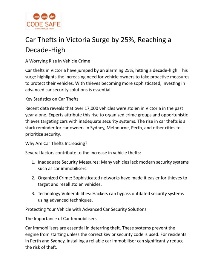 car thefts in victoria surge by 25 reaching