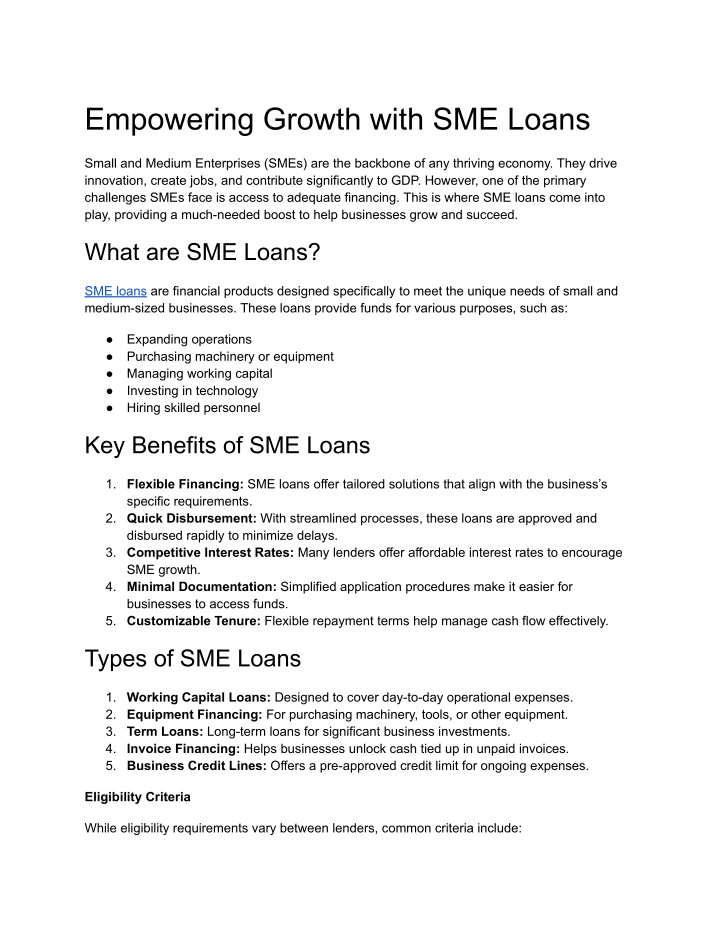 empowering growth with sme loans