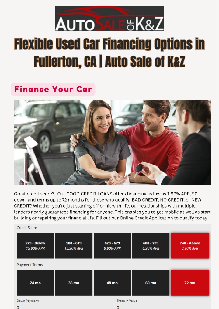 flexible used car financing options in fullerton