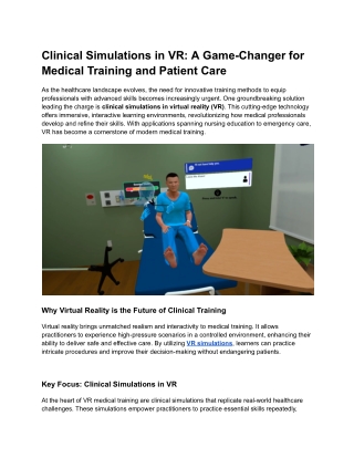 Clinical Simulations in VR_ A Game-Changer for Medical Training and Patient Care