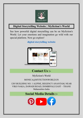 Digital Storytelling Website  Myfiction's World