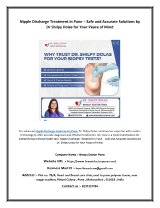 Nipple Discharge Treatment in Pune – Safe and Accurate Solutions by Dr Shilpy Dolas for Your Peace of Mind