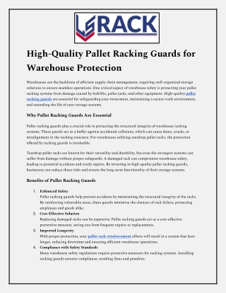 Pallet Rack Reinforcement for Teardrop Racks and Safety Guards