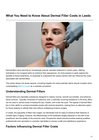 What You Need to Know About Dermal Filler Costs in Leeds