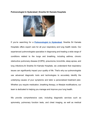 pulmonologist in hyderabad sreshta sri kamala