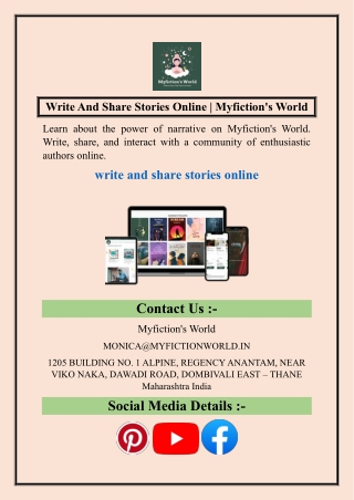 Write And Share Stories Online  Myfiction's World