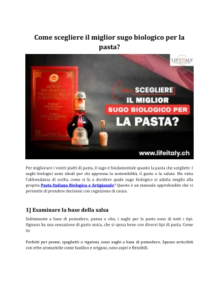 Come scegliere il miglior sugo biologico per la pasta