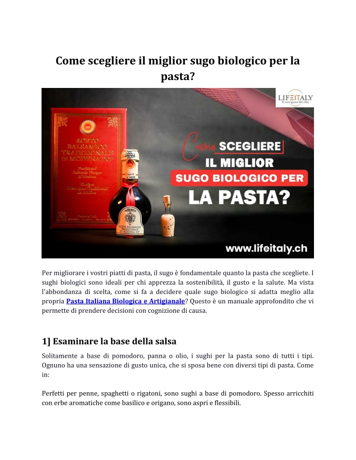 come scegliere il miglior sugo biologico