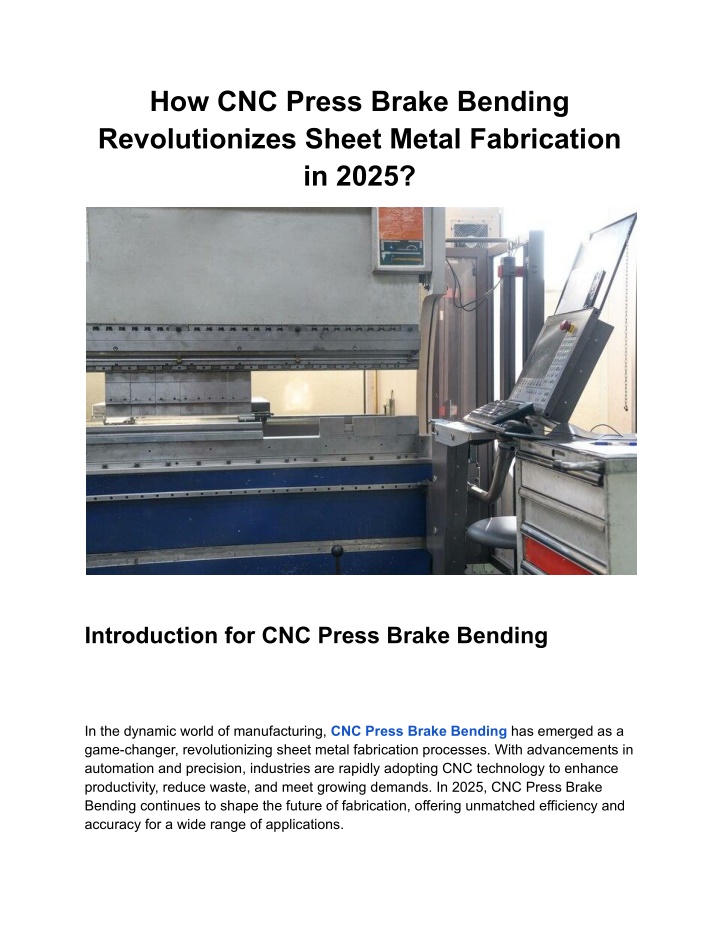 how cnc press brake bending revolutionizes sheet