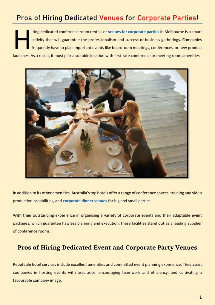 pros of hiring dedicated venues for corporate