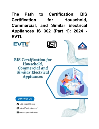 The Path to Certification_ BIS Certification for Household, Commercial, and Similar Electrical Appliances IS 302 (Part 1