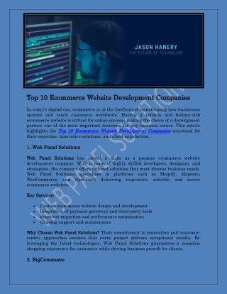 Top 10 Ecommerce Website Development Companies