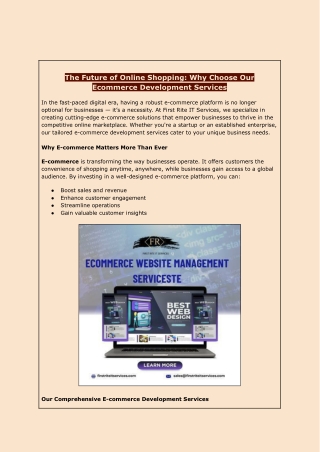 The Future of Online Shopping: Why Choose Our E-commerce Development Services
