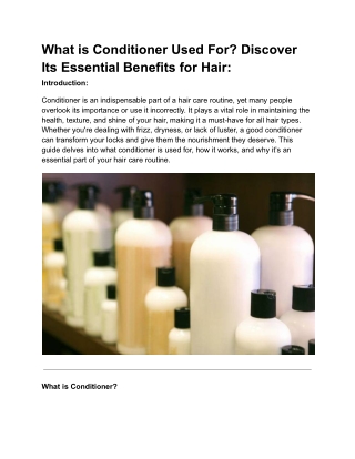 What is Conditioner Used For Discover Its Essential Benefits for Hair