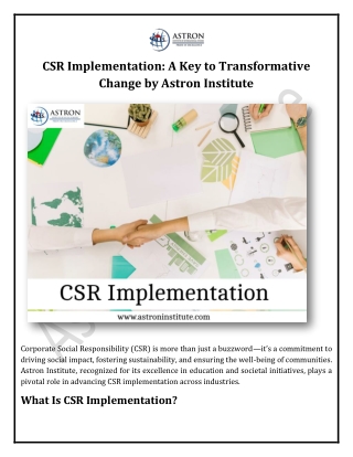 CSR Implementation A Key to Transformative Change by Astron Institute