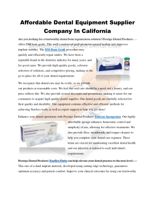 Affordable Dental Equipment Supplier Company In California