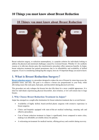 10 Things you must know about Breast Reduction