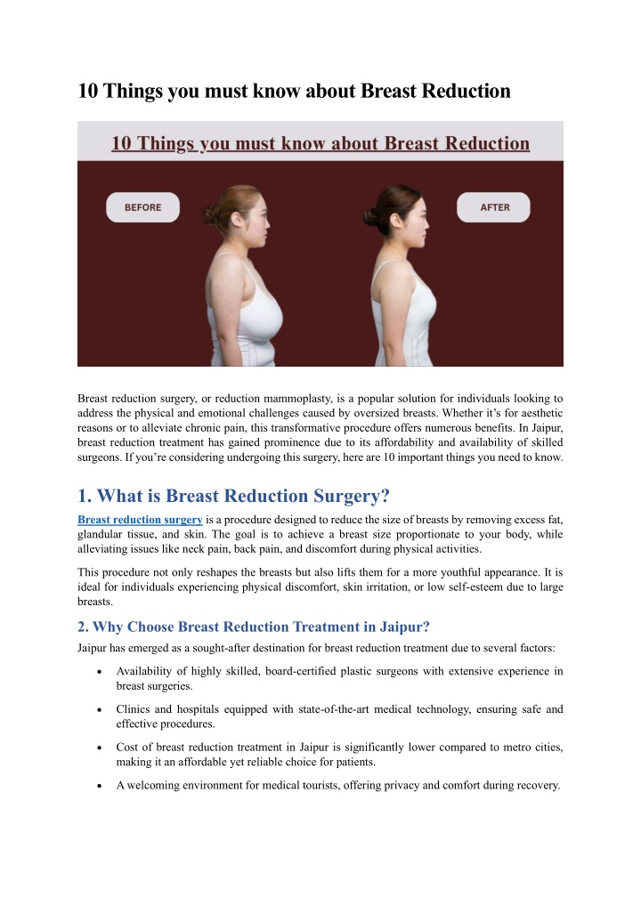 10 things you must know about breast reduction