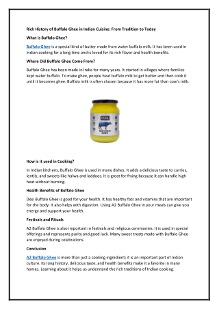 Rich History of Buffalo Ghee in Indian Cuisine: From Tradition to Today