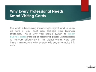 Why Every Professional Needs Smart Visiting Cards