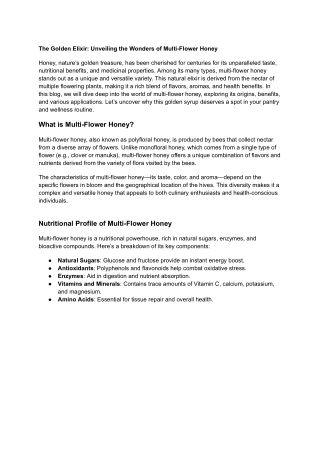 The Golden Elixir_ Unveiling the Wonders of Multi-Flower Honey