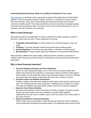 understanding seed dressing what