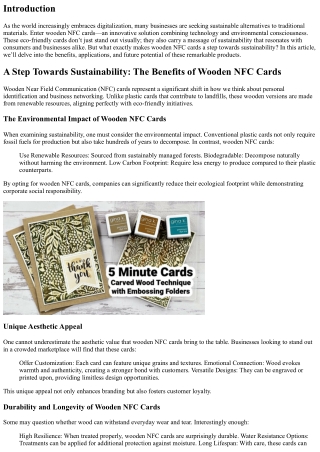 A Step Towards Sustainability: The Benefits of Wooden NFC Cards