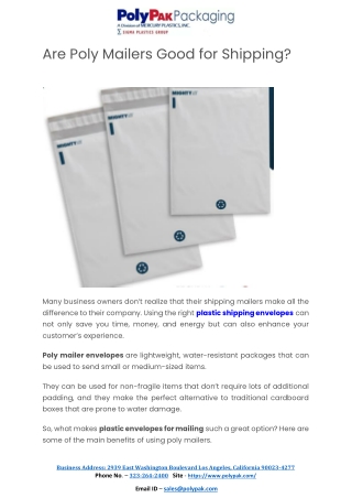 Are Poly Mailers Good for Shipping?