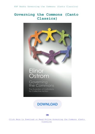 PDF Books Governing the Commons (Canto Classics)