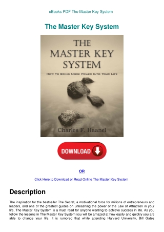 eBooks PDF The Master Key System