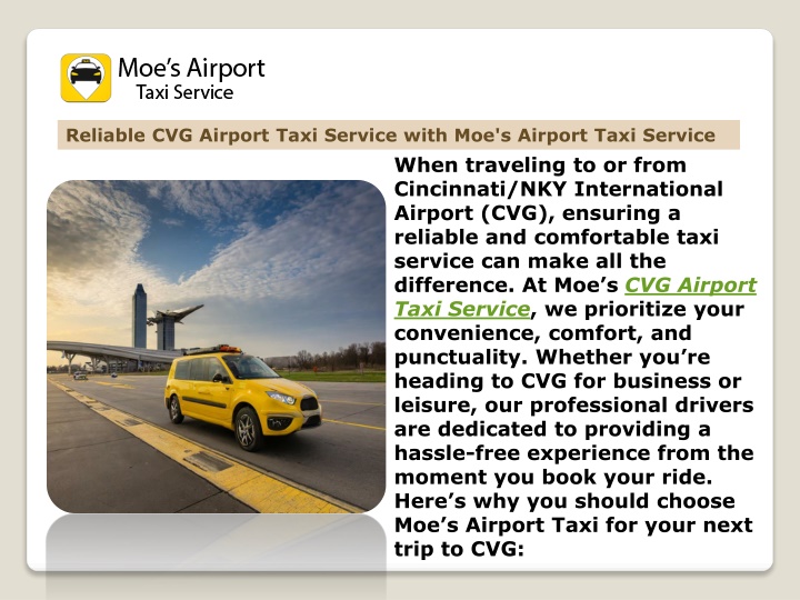 reliable cvg airport taxi service with